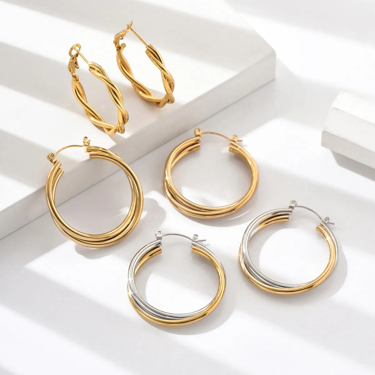 1 Pair Sweet Pastoral Simple Style Twist Stainless Steel Earrings