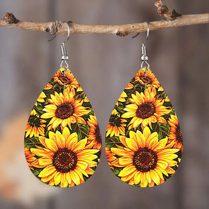 1 Pair Sweet Pastoral Sunflower Pu Leather Ear Hook