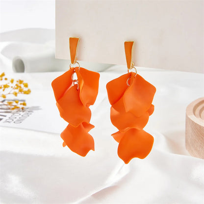 1 Pair Sweet Petal Arylic Stoving Varnish Women'S Drop Earrings