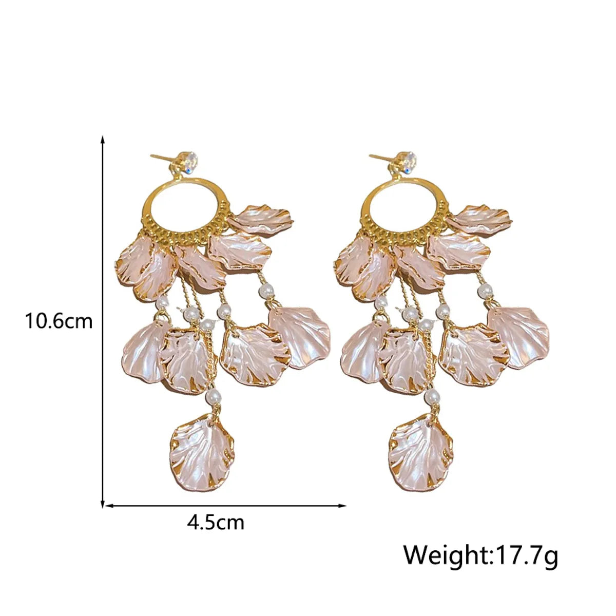 1 Pair Sweet Petal Tassel Inlay Alloy Zircon Drop Earrings