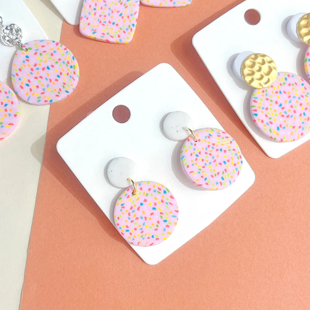 1 Pair Sweet Polka Dots Soft Clay Drop Earrings