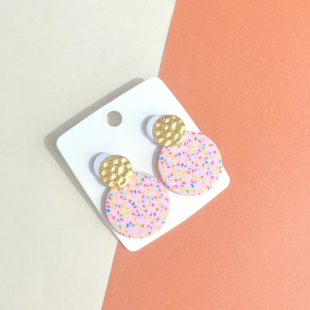 1 Pair Sweet Polka Dots Soft Clay Drop Earrings