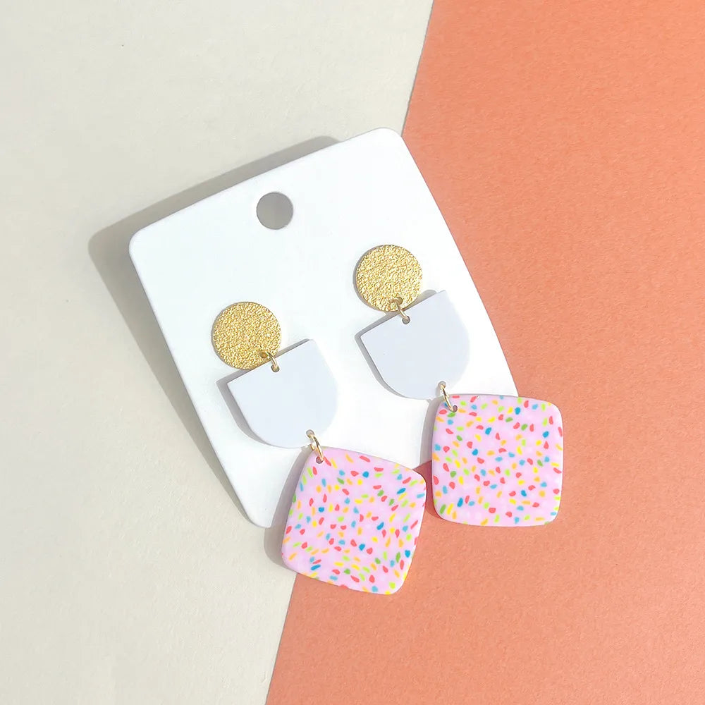 1 Pair Sweet Polka Dots Soft Clay Drop Earrings