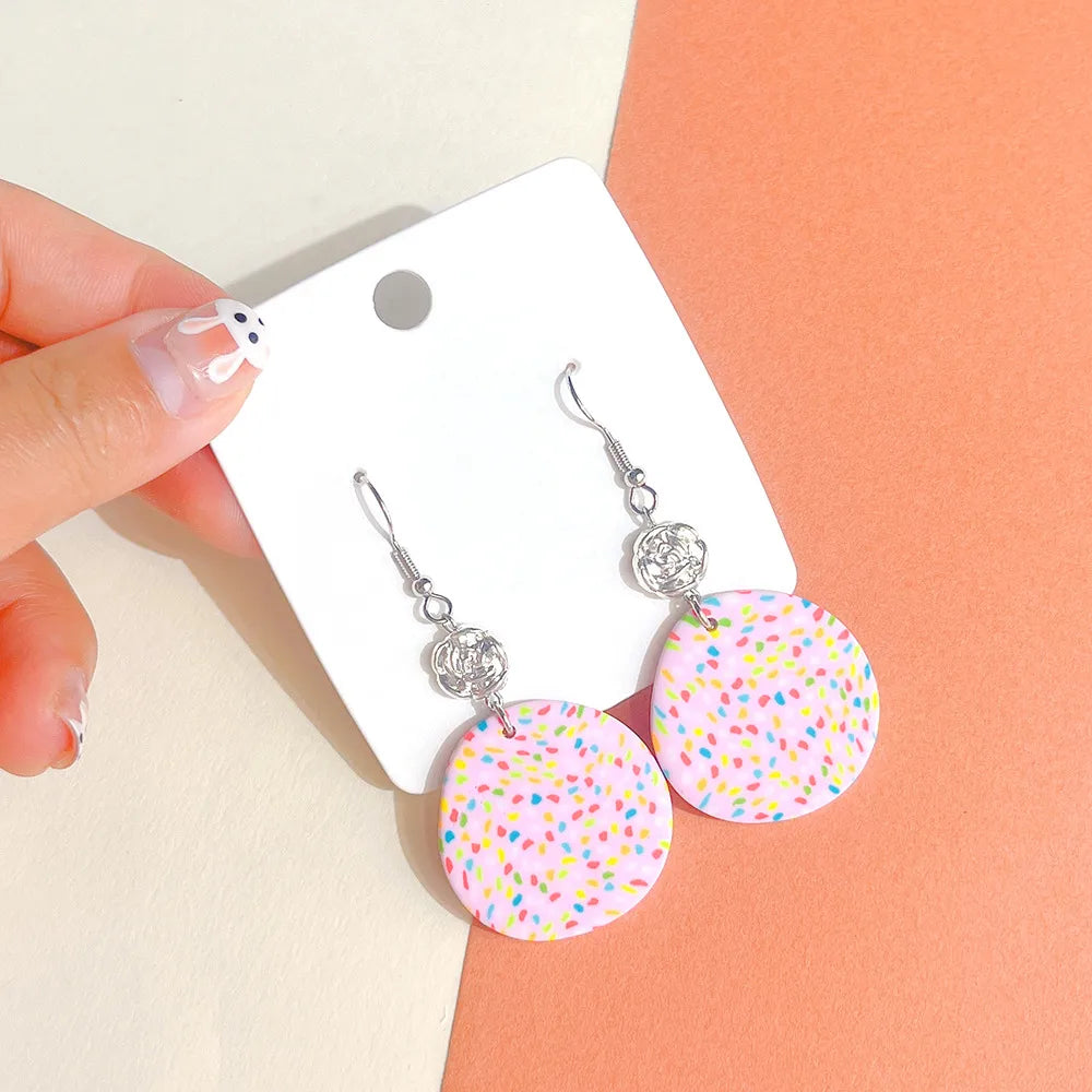 1 Pair Sweet Polka Dots Soft Clay Drop Earrings