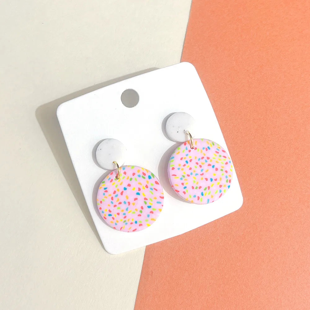 1 Pair Sweet Polka Dots Soft Clay Drop Earrings