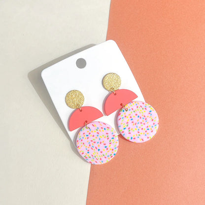 1 Pair Sweet Polka Dots Soft Clay Drop Earrings