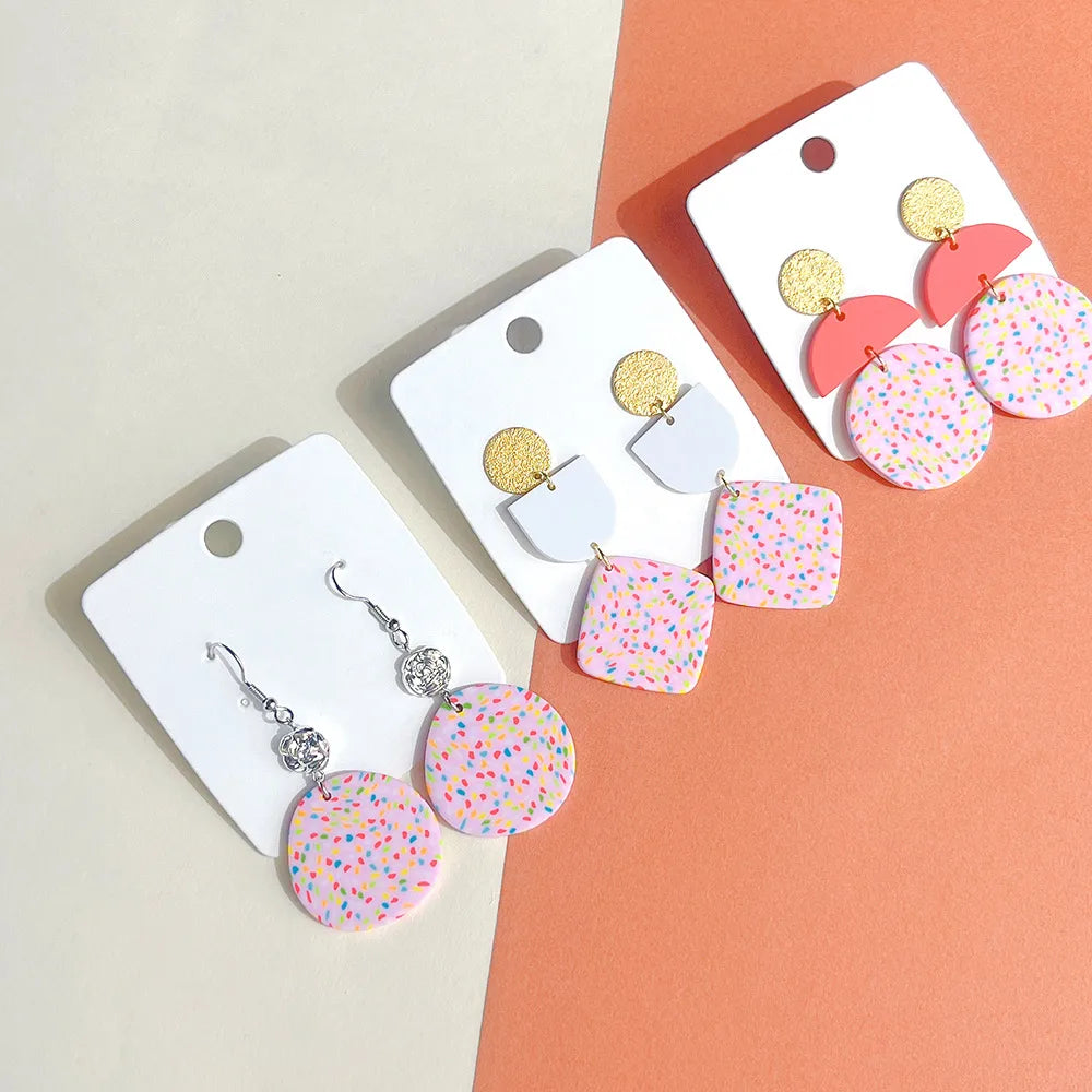 1 Pair Sweet Polka Dots Soft Clay Drop Earrings