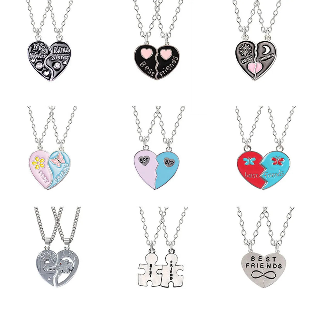 1 Pair Sweet Rainbow Heart Shape Alloy Plating Unisex Pendant Necklace