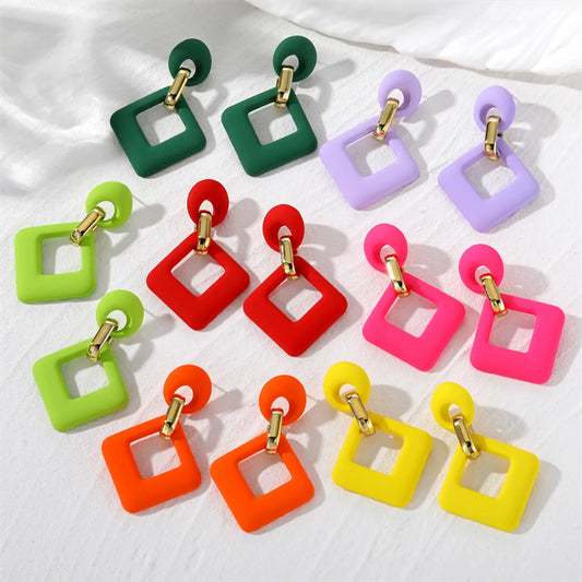 1 Pair Sweet Rhombus Resin Drop Earrings