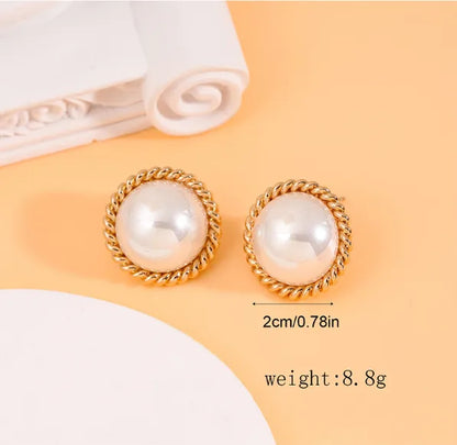 1 Pair Sweet Round Inlay Alloy Pearl Pearl Ear Studs