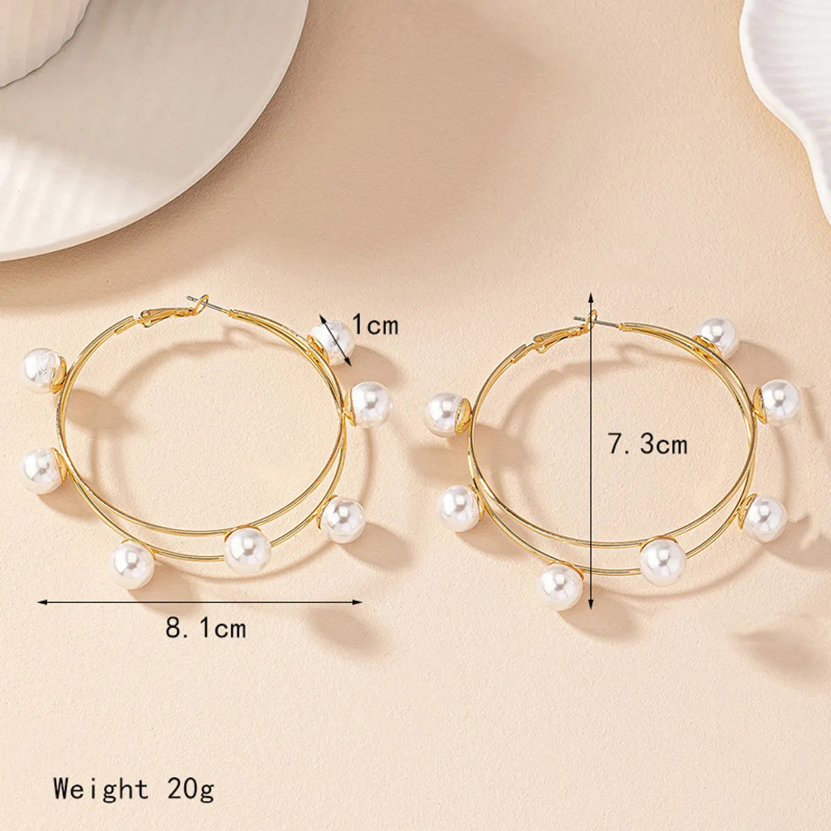 1 Pair Sweet Round Plating Inlay Alloy Pearl 14k Gold Plated Hoop Earrings