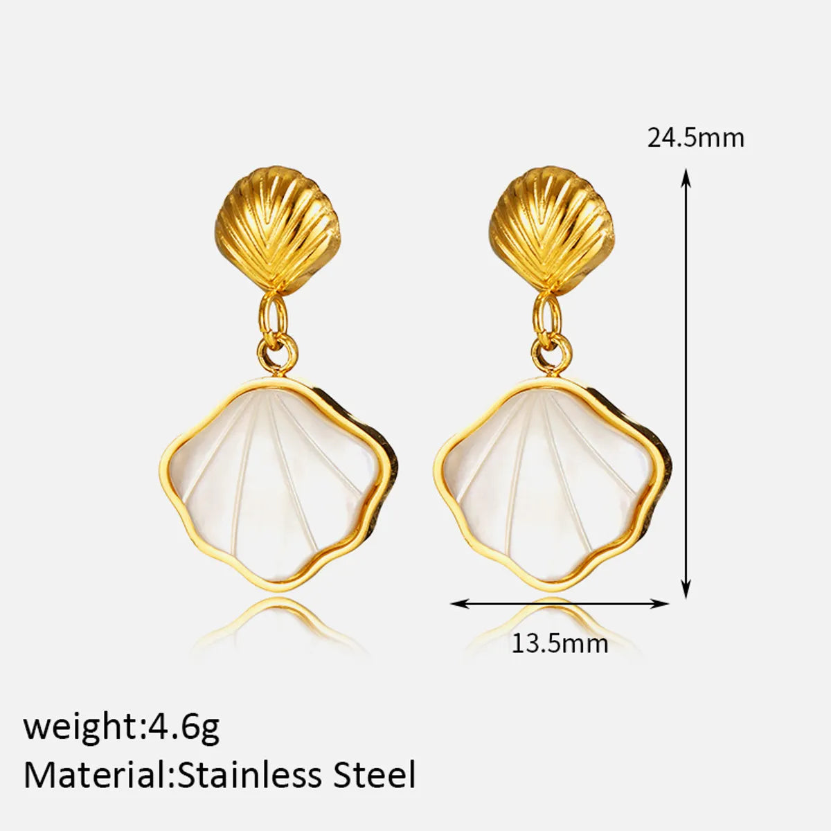 1 Pair Sweet Shell Plating 304 Stainless Steel Drop Earrings