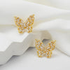 1 Pair Sweet Shiny Butterfly Inlay Copper Zircon Ear Studs