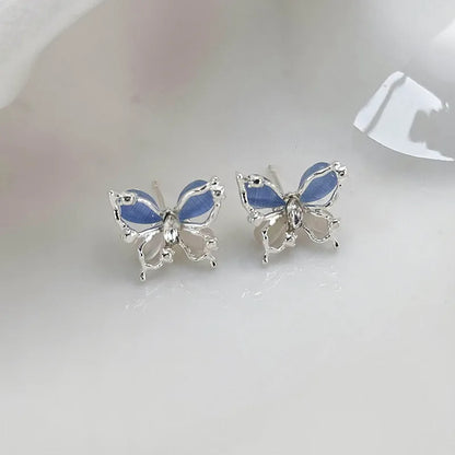 1 Pair Sweet Shiny Color Block Inlay Copper Zircon Ear Studs