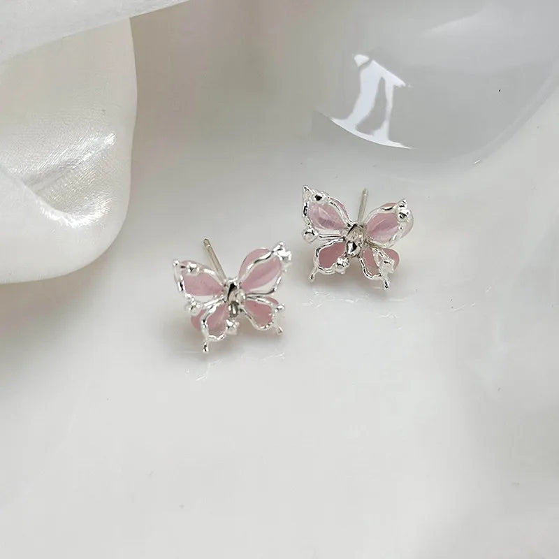 1 Pair Sweet Shiny Color Block Inlay Copper Zircon Ear Studs