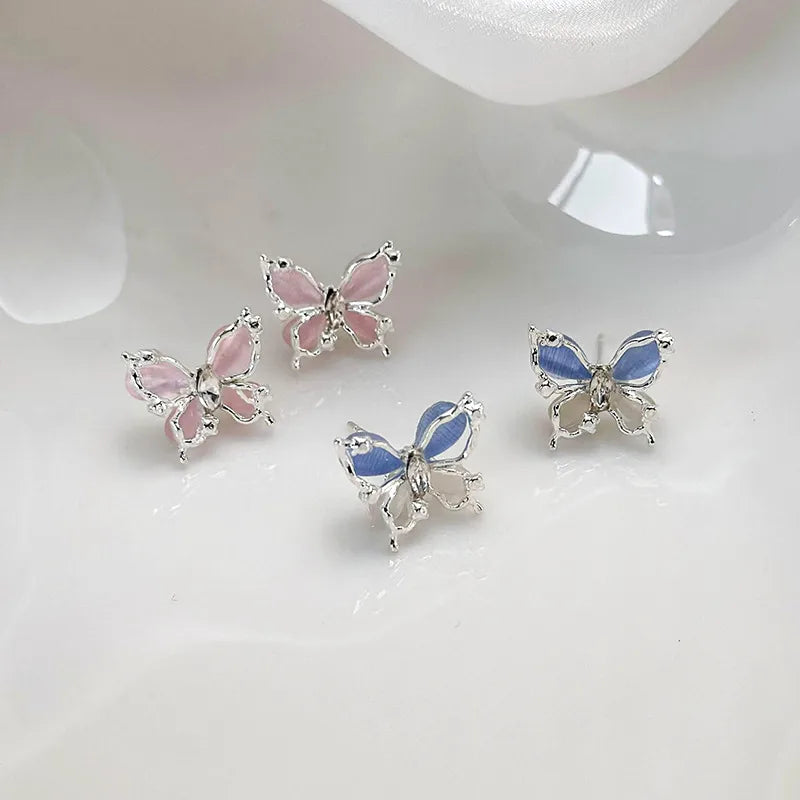 1 Pair Sweet Shiny Color Block Inlay Copper Zircon Ear Studs