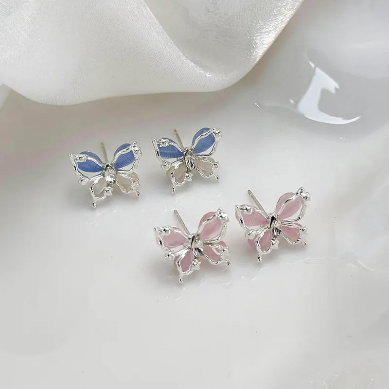 1 Pair Sweet Shiny Color Block Inlay Copper Zircon Ear Studs