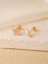 1 Pair Sweet Shiny Star Flower Bow Knot Plating Diamond Copper Zircon Gold Plated Ear Studs