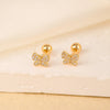 1 Pair Sweet Shiny Star Flower Bow Knot Plating Diamond Copper Zircon Gold Plated Ear Studs