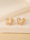 1 Pair Sweet Shiny Star Flower Bow Knot Plating Diamond Copper Zircon Gold Plated Ear Studs