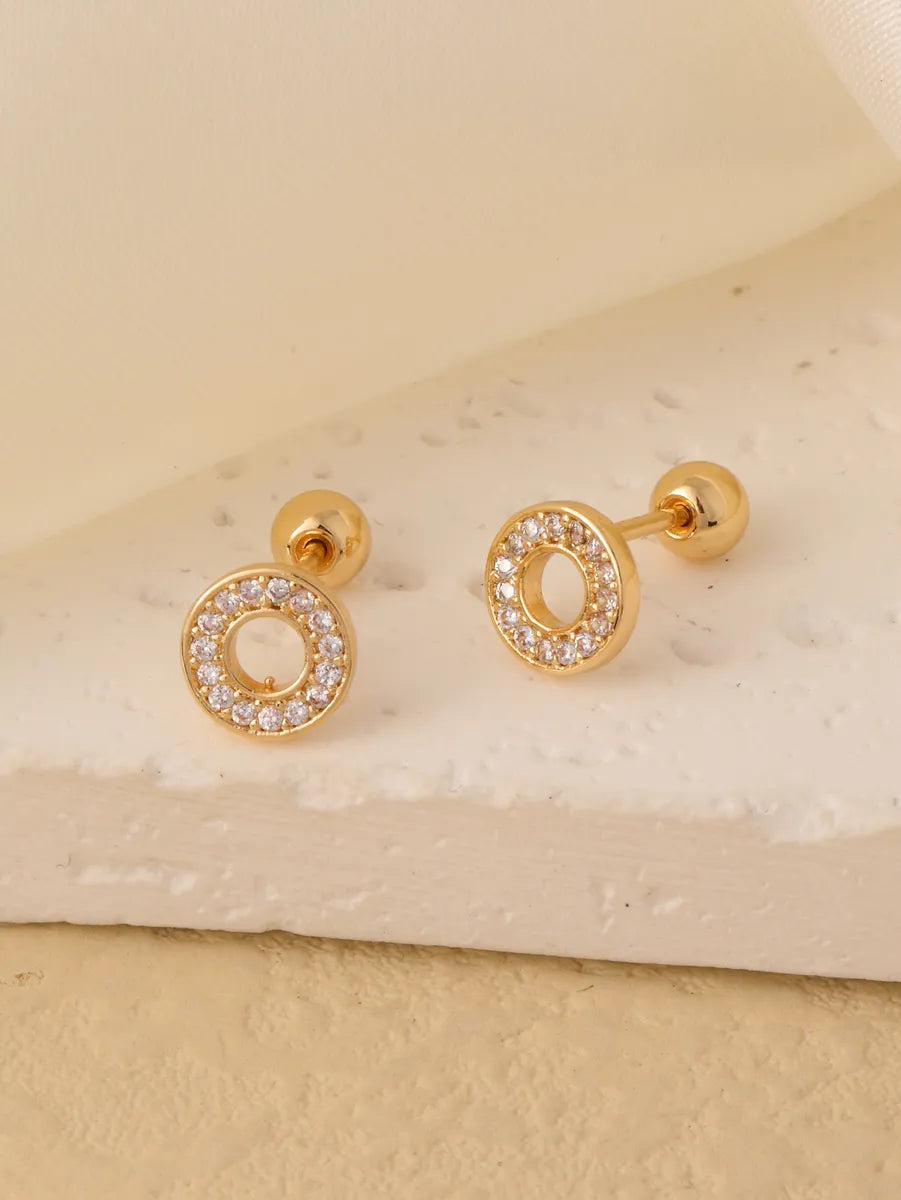 1 Pair Sweet Shiny Star Flower Bow Knot Plating Diamond Copper Zircon Gold Plated Ear Studs