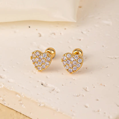 1 Pair Sweet Shiny Star Flower Bow Knot Plating Diamond Copper Zircon Gold Plated Ear Studs