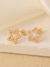 1 Pair Sweet Shiny Star Flower Bow Knot Plating Diamond Copper Zircon Gold Plated Ear Studs