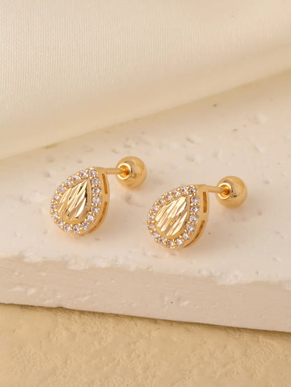 1 Pair Sweet Shiny Star Flower Bow Knot Plating Diamond Copper Zircon Gold Plated Ear Studs