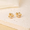 1 Pair Sweet Shiny Star Flower Bow Knot Plating Diamond Copper Zircon Gold Plated Ear Studs