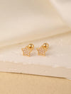 1 Pair Sweet Shiny Star Flower Bow Knot Plating Diamond Copper Zircon Gold Plated Ear Studs