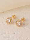 1 Pair Sweet Shiny Star Flower Bow Knot Plating Diamond Copper Zircon Gold Plated Ear Studs