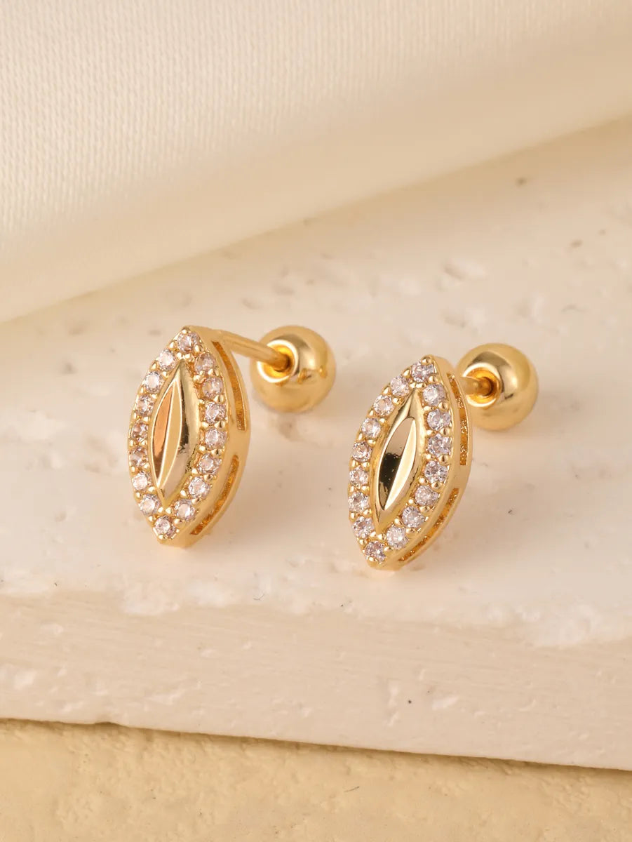 1 Pair Sweet Shiny Star Flower Bow Knot Plating Diamond Copper Zircon Gold Plated Ear Studs