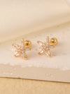 1 Pair Sweet Shiny Star Flower Bow Knot Plating Diamond Copper Zircon Gold Plated Ear Studs