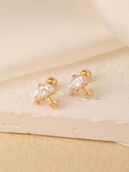 1 Pair Sweet Shiny Star Flower Bow Knot Plating Diamond Copper Zircon Gold Plated Ear Studs