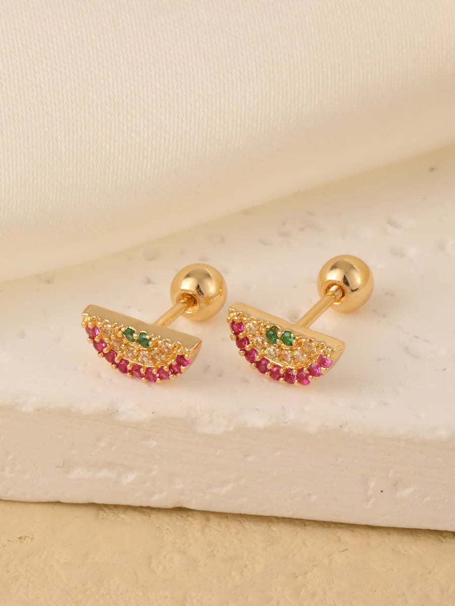 1 Pair Sweet Shiny Star Flower Bow Knot Plating Diamond Copper Zircon Gold Plated Ear Studs