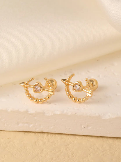 1 Pair Sweet Shiny Star Flower Bow Knot Plating Diamond Copper Zircon Gold Plated Ear Studs