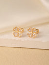 1 Pair Sweet Shiny Star Flower Bow Knot Plating Diamond Copper Zircon Gold Plated Ear Studs