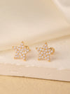 1 Pair Sweet Shiny Star Flower Bow Knot Plating Diamond Copper Zircon Gold Plated Ear Studs