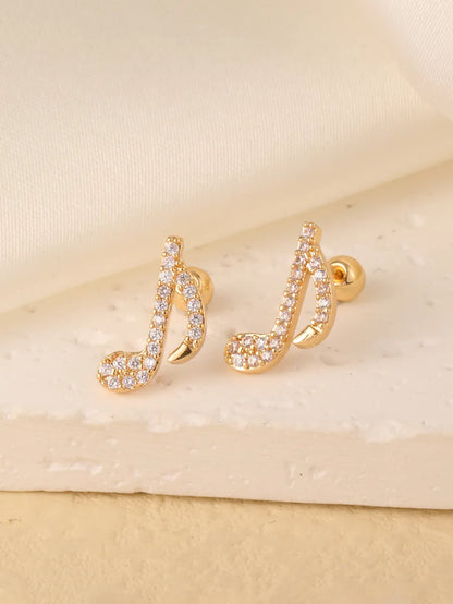 1 Pair Sweet Shiny Star Flower Bow Knot Plating Diamond Copper Zircon Gold Plated Ear Studs