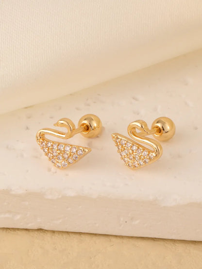 1 Pair Sweet Shiny Star Flower Bow Knot Plating Diamond Copper Zircon Gold Plated Ear Studs