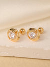 1 Pair Sweet Shiny Star Flower Bow Knot Plating Diamond Copper Zircon Gold Plated Ear Studs