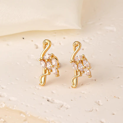 1 Pair Sweet Shiny Star Flower Bow Knot Plating Diamond Copper Zircon Gold Plated Ear Studs