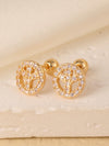 1 Pair Sweet Shiny Star Flower Bow Knot Plating Diamond Copper Zircon Gold Plated Ear Studs