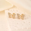 1 Pair Sweet Shiny Star Flower Bow Knot Plating Diamond Copper Zircon Gold Plated Ear Studs