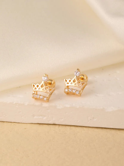 1 Pair Sweet Shiny Star Flower Bow Knot Plating Diamond Copper Zircon Gold Plated Ear Studs