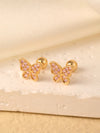 1 Pair Sweet Shiny Star Flower Bow Knot Plating Diamond Copper Zircon Gold Plated Ear Studs