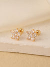 1 Pair Sweet Shiny Star Flower Bow Knot Plating Diamond Copper Zircon Gold Plated Ear Studs