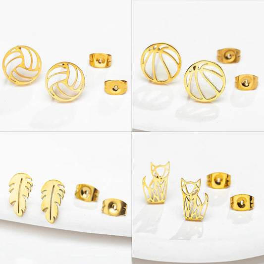 1 Pair Sweet Simple Style Animal Polishing 304 Stainless Steel 18K Gold Plated Ear Studs