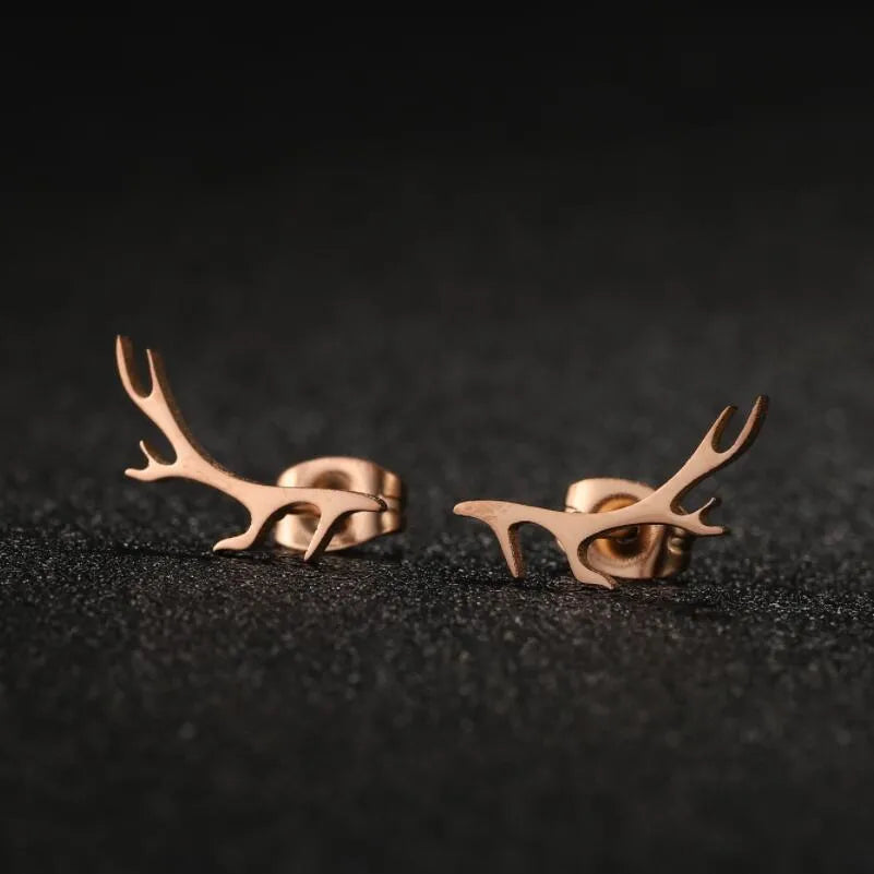 1 Pair Sweet Simple Style Antlers Plating 304 Stainless Steel 18K Gold Plated Ear Studs