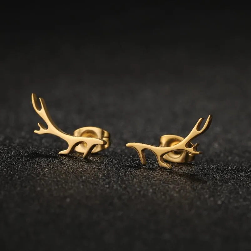 1 Pair Sweet Simple Style Antlers Plating 304 Stainless Steel 18K Gold Plated Ear Studs